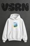 Cin Seddi Pagoda Design Pre-Printed Oversize White Hooded Sweatshirt