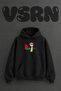 Palestine Fist Design Pre-Printed Oversize Black Hooded Sweatshirt