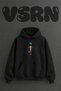 Human Anatomy Design Pre-Printed Oversize Black Hooded Sweatshirt