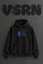 Uc Cat Design Pre-Printed Oversize Black Hooded Sweatshirt