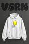 Yellow Card Design Pre-Printed Oversize White Hooded Sweatshirt