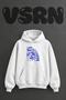 Latte Art Pastry Design Pre-Printed Oversize White Hooded Sweatshirt