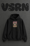Hippie Butterfly Design Pre-Printed Oversize Black Hooded Sweatshirt