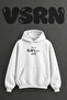 Run Life Design Pre-Printed Oversize White Hooded Sweatshirt