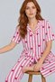Women's Pink Comfortable Fit Shirt Collar Heart Pajama Set - 2
