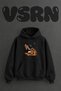 Swallows Design Pre-Printed Oversize Black Hooded Sweatshirt