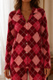 Women's Red Buttoned Comfortable Fit Pajama Set - 3