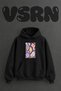 Sea Shells Design Pre-Printed Oversize Black Hooded Sweatshirt