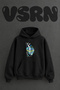 Floral Butterfly Design Pre-Printed Oversize Black Hooded Sweatshirt