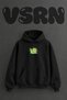 Buyulu Snail Design Pre-Printed Oversize Black Hooded Sweatshirt