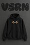 Kamp Gozlugu Design Pre-Printed Oversize Black Hooded Sweatshirt