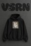 Hirondelle Design Pre-Printed Oversize Black Hooded Sweatshirt