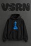 Fist Rook Design Pre-Printed Oversize Black Hooded Sweatshirt
