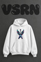 Winged Guitar Design Pre-Printed Oversize White Hooded Sweatshirt