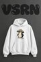 Penguin Hasir Sapka Design Pre-Printed Oversize White Hooded Sweatshirt