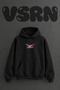 Colorful Swimmer Design Pre-Printed Oversize Black Hooded Sweatshirt