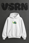 Snail Design Front Printed Oversize White Hooded Sweatshirt