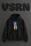 Layered Hands Design Pre-Printed Oversize Black Hooded Sweatshirt