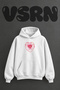 Watercolor Heart Design Pre-Printed Oversize White Hooded Sweatshirt