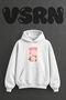 Lotus Design Front Printed Oversize White Hooded Sweatshirt