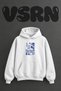 Fragmented Face Design Pre-Printed Oversize White Hooded Sweatshirt