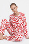 Women's Red Comfortable Fit Flexible Pajama Set