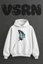 Floral Butterfly Design Pre-Printed Oversize White Hooded Sweatshirt