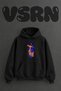 Decorative Camel Design Pre-Printed Oversize Black Hooded Sweatshirt