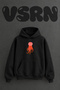 Dotted Sea Urchin Design Pre-Printed Oversize Black Hooded Sweatshirt