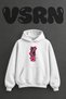 Lotus Cicegi Design Pre-Printed Oversize White Hooded Sweatshirt