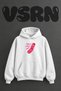 Retro Flip Phone Design Pre-Printed Oversize White Hooded Sweatshirt