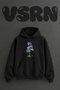 Delphinium Design Pre-Printed Oversize Black Hooded Sweatshirt