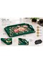 Colorido Gold Detailled Flower-Patterned Serving Tray with Handle – Stylish Decorative Tea, Coffee and Breakfast Presentation Tray 38 X 33 cm - 4