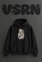 Palestinian Keffiyeh Design Pre-Printed Oversize Black Hooded Sweatshirt