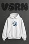 Lilyum Hibiscus Design Pre-Printed Oversize White Hooded Sweatshirt