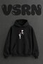 Neon Flower Design Pre-Printed Oversize Black Hooded Sweatshirt