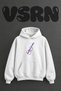 Purple Violin Design Pre-Printed Oversize White Hooded Sweatshirt