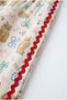 Girl's Cotton Cat Patterned Ecru Trousers - 3