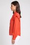 Women Mock Neck Short Sleeve Textured Blouse, Dark Orange - 3