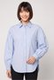 Women Spread Collar Long Sleeve Plain Shirt, Blue