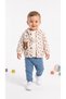 Alphabet Patterned Baby Boy Top and Bottom Set with Teddy Bear, 3-Piece Set - 2