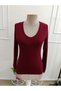 Women's Long Sleeve V-Neck Viscose Blouse - 5