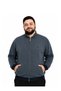 Melanj Navy Blue Thessaloniki High Collar Pocketed Men's Plus Size Cardigan