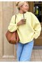 Women's Yellow Crew Neck Oversize Knitwear Soft Sweater