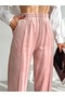 Women's High-Waist Velvet Baggy Pants with Topstitch - 5