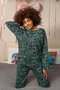 Women's Long Sleeve 3 Thread Combed Cotton Pajama Set Green - 5