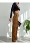 Women's High-Waist Velvet Baggy Pants with Topstitch - 5