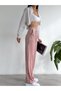 Women's High-Waist Velvet Baggy Pants with Topstitch - 4