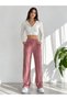 Women's High-Waist Velvet Baggy Pants with Topstitch