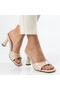 Jova Beige Patent Leather Heeled Slippers - 4